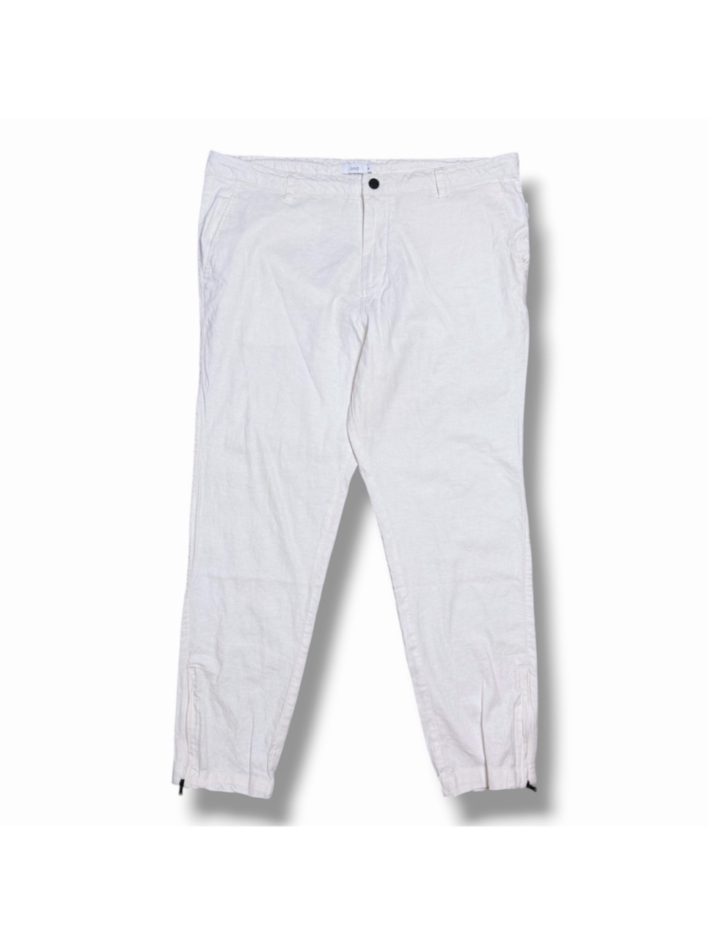 Onia Mens Stretch Linen Traveller Pants White 38 Ankle Zips Coastal Beach Casual